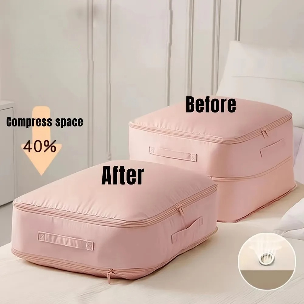Space Blanket Heavy - 頑丈な自己圧縮収納バッグ、衣類、毛布、布団、クローゼット、家庭、旅行用の真空セーバー、省スペース