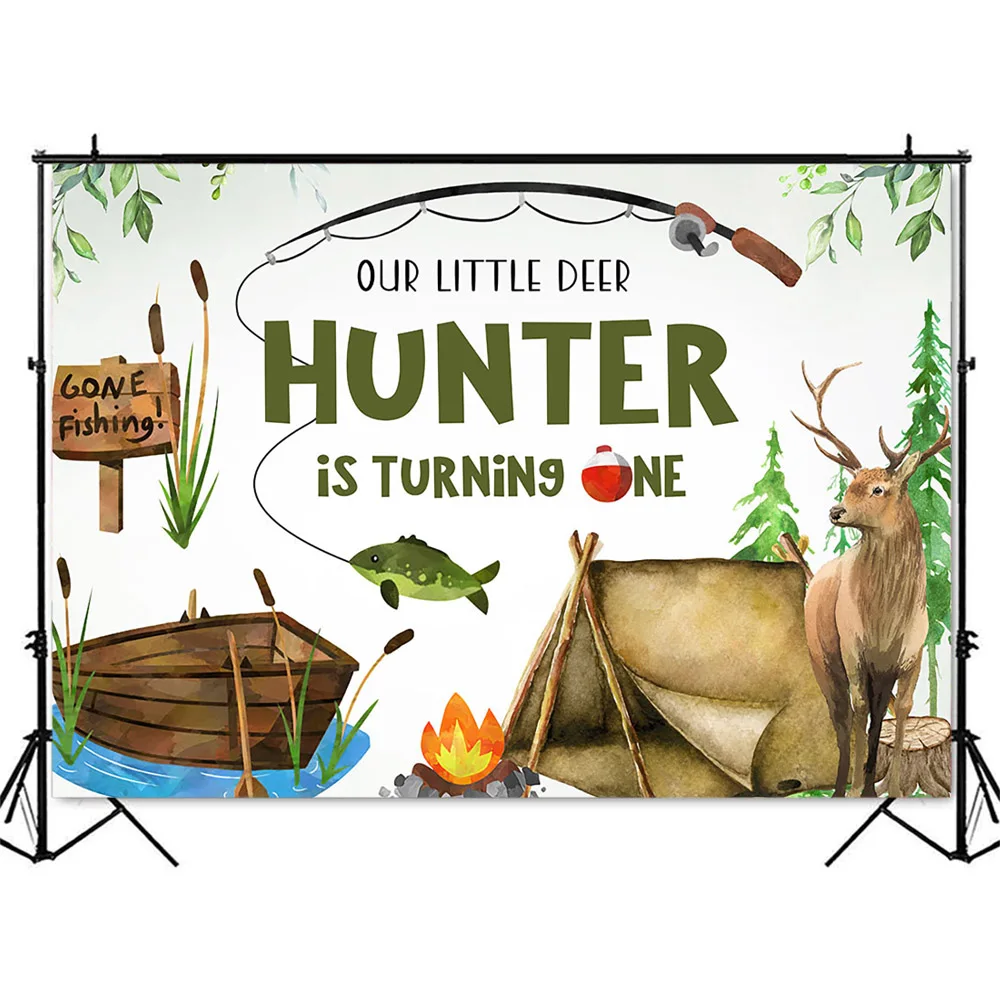 狩猟や釣りのための誕生日の背景,鹿の魚,野外冒険,キャンプ, - Outdoor Adventure Background のレビューと価格