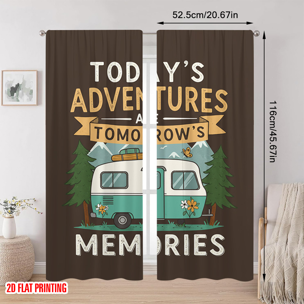 2 個の 2D フラット印刷カーテン キャンプ アドベンチャ - Outdoor Adventure Festival のレビューと価格