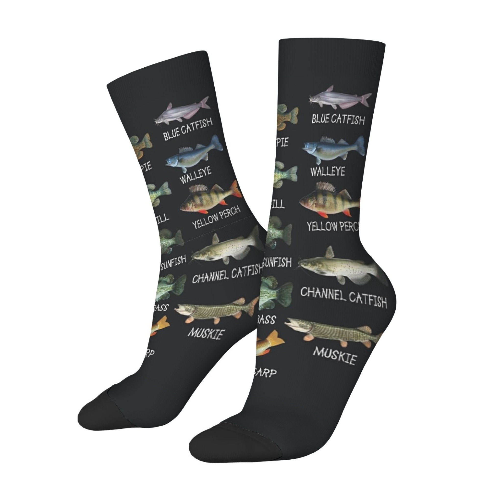 淡水魚イラストプリントメンズソックスノベルティレトロ面白い風 - Outdoor Adventure Youtube のレビューと価格
