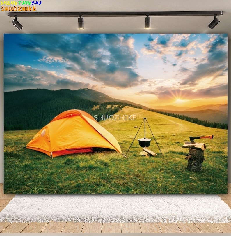 写真、森、キャンプ、テント、焚き火、山、湖、旅行、冒険、赤ち - Outdoor Adventure Background のレビューと価格