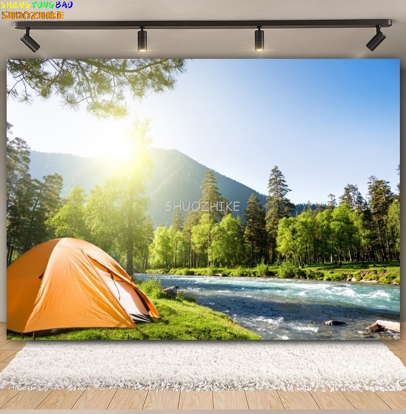 写真、森、キャンプ、テント、焚き火、山、湖、旅行、冒険、赤ち - Outdoor Adventure Background のレビューと価格