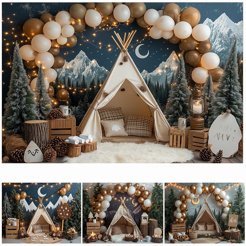 LS ナイトキャンプ写真撮影背景幕 森テント キャンプファイ - Outdoor Adventure Background のレビューと価格