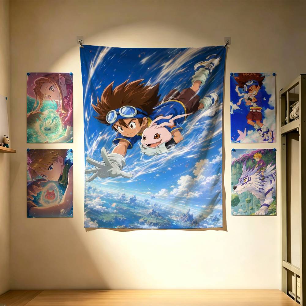かわいいデジモンアドベンチャーフラグ壁掛け背景アートバナー寝 - Outdoor Adventure Background のレビューと価格